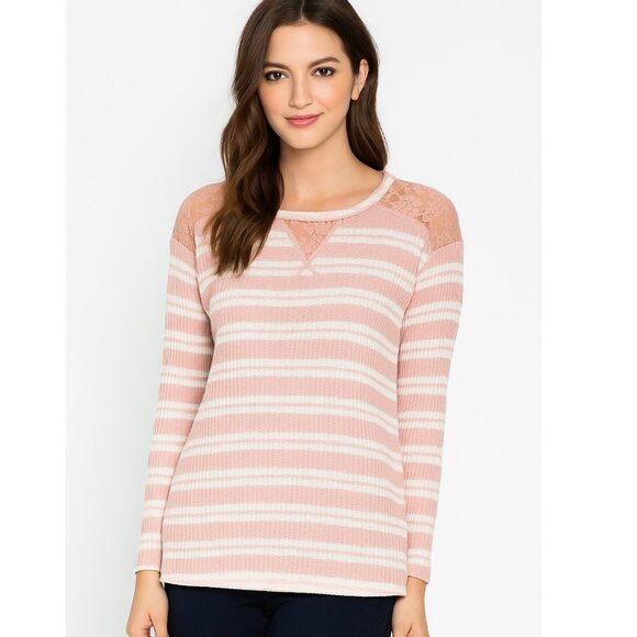 Como Blu Tops - NWT Como Blu French Terry Striped Top - Back to School - Comfy Casual Fall - M L